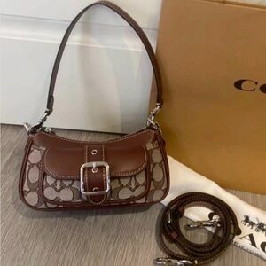 Coach Black Shoulder Bag with Silver Buckle